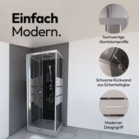 Dusche Komplett MARWELL Komplettdusche Fertigdusche Dusy 70 x 70 x 225 cm - komplett Set inkl. Duschwanne und Armatur - Runddusche mit Fronteinstieg