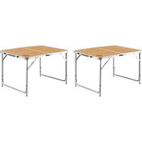 Lot de 2 tables de camping pliables 6 places - O'Camp - Forme valise - 120 x 70 x 60 cm