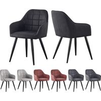 Set of 2 Faux Matte Suede Leather Dining Chairs Accent home & restaurants Adrian BLACK