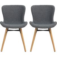 Lot de 2 chaises 48x57x81,5 cm en tissu bouclette gris foncé - KERMO