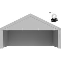 Mophorn Toile de rechange pour carport 6x6 m,bâche imperméable et résistante aux UV pour abri voiture,couverture de tente de garage portable avec parois latérales et cordons élastiques à billes,gris