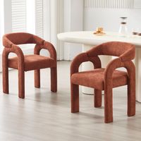 Wahson Chaise de Salle à Manger en Chenille Chaise de Cuisine Lot de 2 avec Dossier Incurvé, Chaise Dîner Moderne pour Cuisine/Salle à Manger, Orange