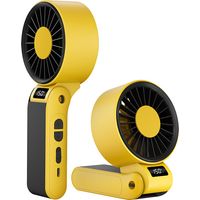 Mini Ventilateur de Poche Pliable, Ventilateur USB Turbo avec Affichage LED et Fonction Bureau,Jaune