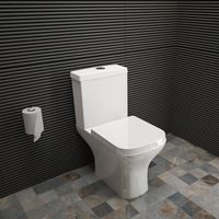Close Coupled Toilet Square Soft Close Seat Short Projection Bathroom WC