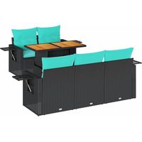 6-tlg. Garten-Sofagarnitur mit Kissen Schwarz Poly Rattan vidaXL