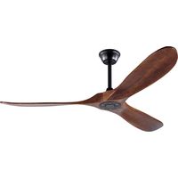 Ventilador de techo de 60 pulgadas sin luz, 3 aspas de madera, motor CC silencioso, mando a distancia incluido, acabado en nogal y negro