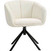 JSSEVN - Sillón, sillón tapizado con asiento cómodo, giratorio, tapicería suave, hasta 120 kg, blanco crema.