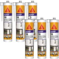Confezione da 6 SIKA SikaSeal 110 Sigillanti siliconici per finestre e vetrate - PVC bianco - 300ml