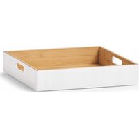 Zeller Caja de almacenaje de bambú blanco 30x27x6 cm