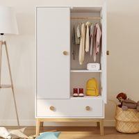 JACOB Armario infantil de 2 puertas con cajón blanco y madera