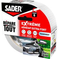 Adhésif extra fort - SADER - Repare tout extreme - Transparent - Intérieur & Exterieur - Toutes Surfaces - 20 m x 50 mm
