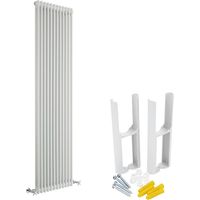 Milano Windsor White Cast Iron Style Vertical Double Column Radiator with Feet - 1800mm x 560mm