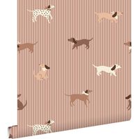 papier peint chiens vieux rose - ESTAhome