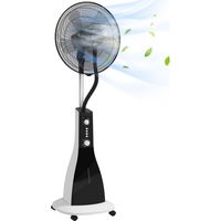 Ventilador humidificador 2 en 1 – 3 velocidades – Temporizador – Depósito de 3 L – 44,5 x 38,5 x 120 cm – Negro