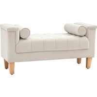 Banquette rembourrée, style vintage, 2 coussins, revêtement en chenille, 115 x 44 x 58 cm, beige