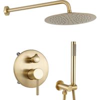 Oihpaw – Colonne de douche encastrée 10 pouces – Pommeau effet pluie – Robinet anti-brûlure – Finition or brossé – Installation facile