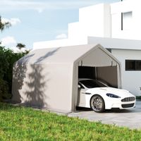 Carport tente de garage 3 x 5.2 m. abri voiture carport extérieur pour voiture avec porte enroulable amovible gris