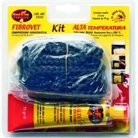 guarnizione in fibra di vetro best fire "kit fibrovet" con corda 1,5 mt, diametro 12 mm e tubetto silicone nero da 75 gr