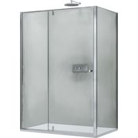 BERNSTEIN - Schermo doccia vetro nero opaco 6mm Cabina doccia angolare porte a soffietto su pannello - NT606 FLEX - 100x140cm, Cromo 100 cm, 140 cm, cromo