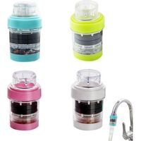 Wasserhahn-Wasserfilterteile, Reinigungsfilter für Wasserhähne, spritzwassergeschützter Mini-Wasserhahnfilter aus PP mit Filterelement für Küche und Haushalt (4 Farben)