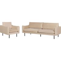 Living Room Set 4 Seater VINTERBRO Velvet Beige