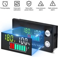Voltmètre de batterie DC 8V à 100V pour batteries plomb-acide et lithium 12V, 24V, 48V, avec écran LCD.