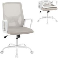 Klihome Silla de oficina Presidencial Ejecutiva Giratoria Transpirable Gris Claro