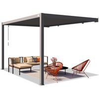 PRIMEYARD Pergola adossée 3x4 m poteaux en aluminium avec lames orientables en acier pergola murale anthracite