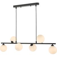 Dar Spiral Plafonnier suspendu à 6 lumières en verre opale noir mat
