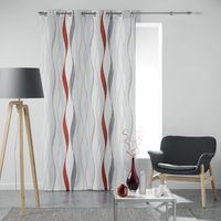Rideau à œillets 140 x 260 cm Ondine — polyester imprimé gris et rouge