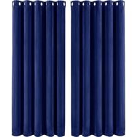 Marlow Thick Thermal Blackout Curtains Velvet 66x72 Inch Eyelet Ring Top Blue