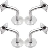Handrail Brackets for Wall Mount Polished Stainless Steel Stair Bracket with Cover Base Wall Brackets Railing for Interior Wall, Loft, Corridor Support Bar 4 Pieces