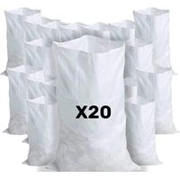 20 sacs poubelles de chantier en polypropylène tissé blanc, résistants et réutilisables, 55 × 95 cm, capacité 55 kg, pour gravats, sable, terre, gravier, jardinage et déchets de construction