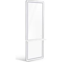 BarberPub Wandspiegel mit Beleuchtung, Ganzkörperspiegel mit Aluminiumrahmen, Großer Spiegel mit Ablage, Touch-Schalter, 3 Lichtfarben Dimmbar, für Friseursalon, 17x65x177 cm, J6271 (Weiß-Silber)