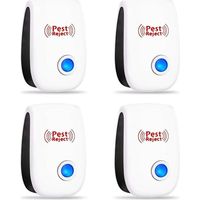 Ultrasonic rodent and insect repellent, mosquito repellent, electric fly repellent, indoor mouse repellent, mosquito repellent, cockroach repellent, ant repellent, spider repellent, 100% harmless (4-p