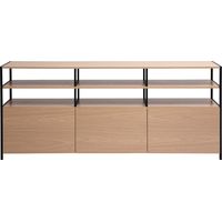 Buffet acabado en madera clara de roble y metal negro L180 cm MAXENCE