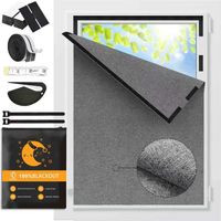 Cortina Opaca de 150 x 100 cm Bloqueo Solar y Aislamiento Térmico Fijación con Velcro Sin Necesidad de Taladrar Tamaño Personalizable Gris