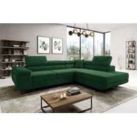 Aston Jumbo Cord Right Hand Facing Corner Sofa Bed with Storage and Lift Mechanism - Bottle Green