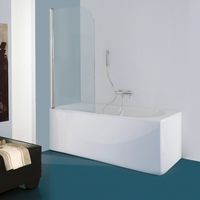 Siro - Duschkabine für Badewanne mit Drehtür, 75 cm breit, Chrom/Transparent