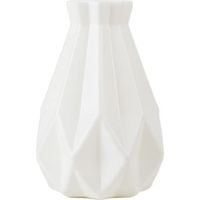 Dekorative Blumenvase für Zuhause, weiße Kunststoffvase in Keramikoptik - Weiß