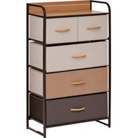 Kommode mit 5 faltbaren Stoffschubladen, Ablage, stabiler Stahlrahmen, 58 x 29 x 99 cm