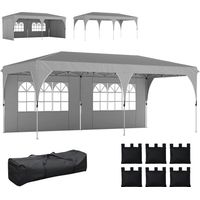 Tonnelle Pieghevole 3x6m Pareti Altezza Regolabile Protection UV 50+ Gris Clair