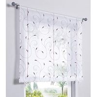 1 Pièce Rideau de Fenêtre Broderie Floral Raffrollo Haut Qualité Voile Décoration de la Chambre Salle de Bain Balcon(Violet,140x140cm)-Ensoleillé
