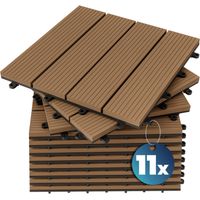 CASARIA® WPC Composite Decking Tiles 30x30cm Cuttable Interlocking System Drainage System Garden Balcony Patio Click Lock-In Flooring Deck Anthracite Terracotta Multipack 11x Classic terracotta