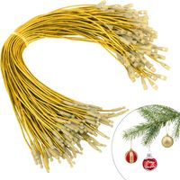 100er-Pack vorgeschnittene Weihnachtsschmuck-Haken, Goldschnur, Bandaufhänger für Weihnachtsschmuck mit Schnappverschluss