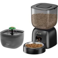 PUPPY KITTY PRO Futterautomat und Katzenbrunnen Combo, 10S Sprachaufforderung, 3L Futterspender, 2L Katzenbrunnen, Schwarz