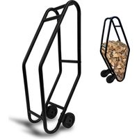 Kaminholztrolley mit 2 Rollen Metall stabil Ständer Stahl Brennholzwagen
