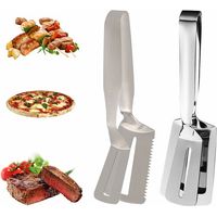 Set of 2 Spatula Tongs Grill Bread Hamburger Steak Pizza Pie Fish