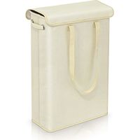 (Beige) 45 Litre Slimline Foldable Laundry Hamper with Lid - Extra Large Capacity Laundry Hamper - 39x19x60cm - Narrow Laundry Hampers