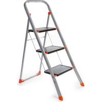 Toolland Escalera de Tijera, 3 peldaños, Plegable, Taburete doméstico con asa Alta, pies Antideslizantes y Perfil Antideslizante en Ambos peldaños, Revestimiento epoxi, Metal, Capacidad de Peso hasta
